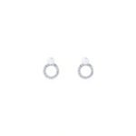 Elegant Pearl and Zirconia Circle Ring Hoop Earrings