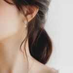 Pearl Drop Earrings with Zirconia Leaf Design