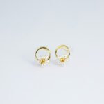 Gold Hoop Earrings with Pearl Flower