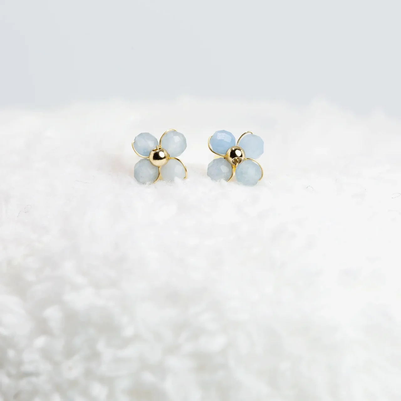 Blue Aquamarine Four Leaf Clover Earrings, gemstones