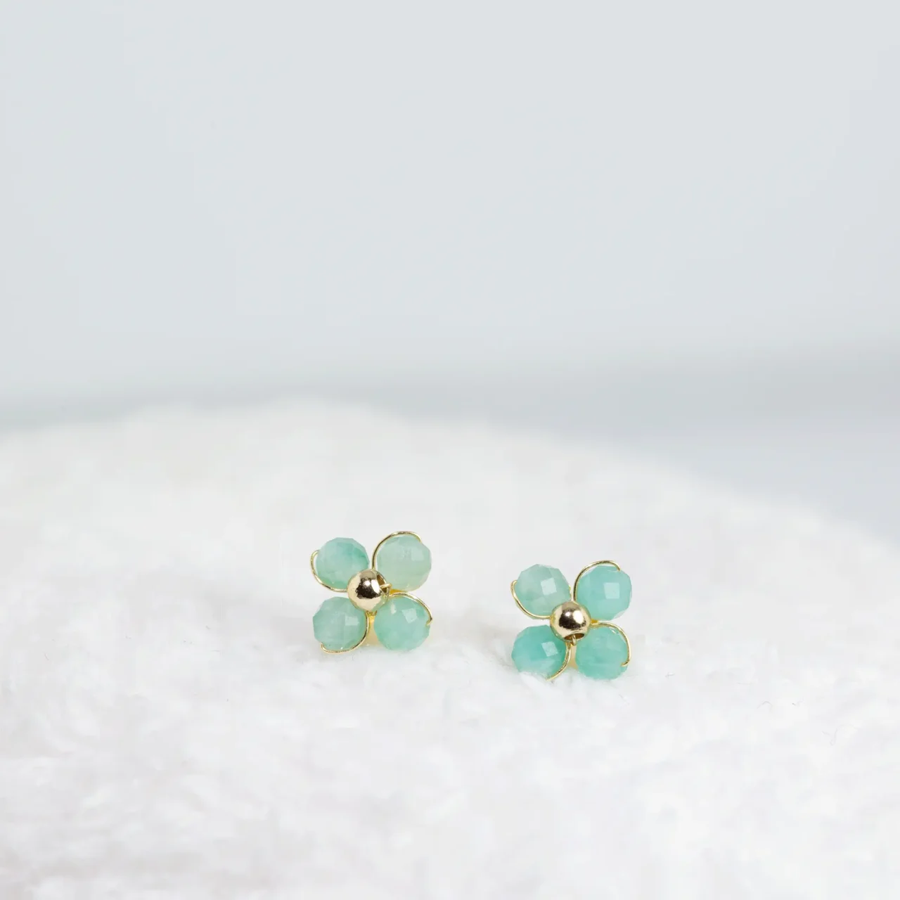 Green Riverstone Four Leaf Clover Earrings, gemstone