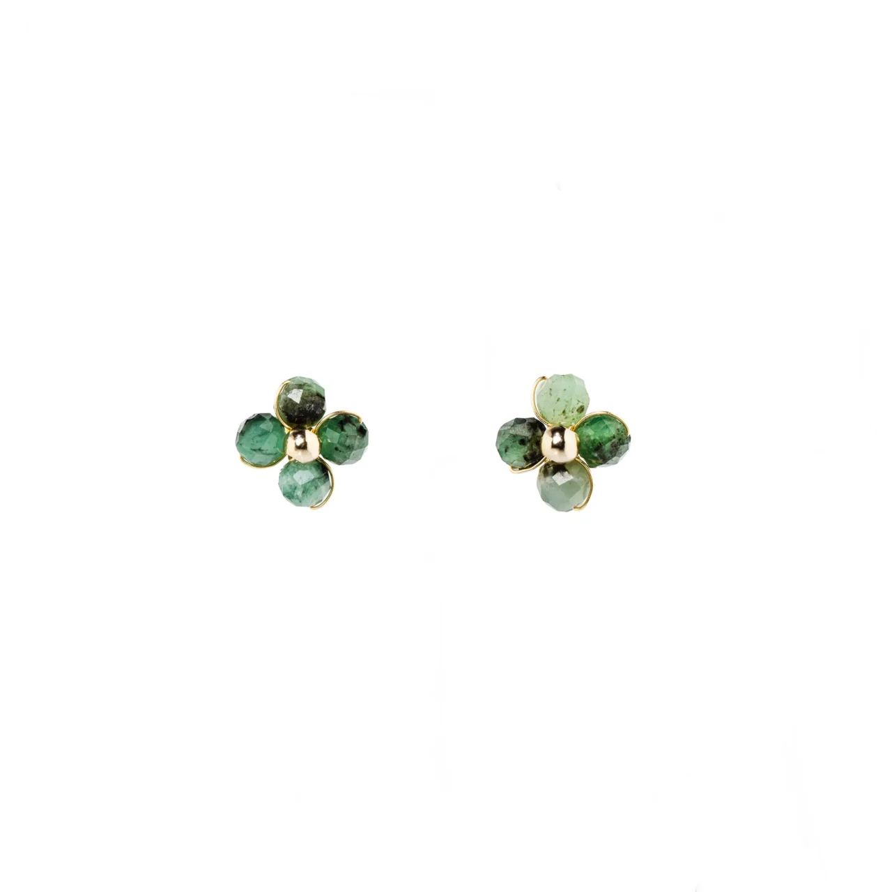 Stylish green mica Four Leaf Clover Earrings, gemstones