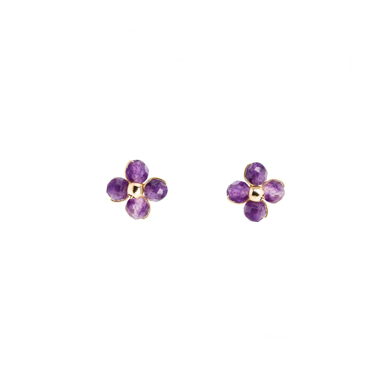 Purple amethyst Four Leaf Clover Earrings, gemstones