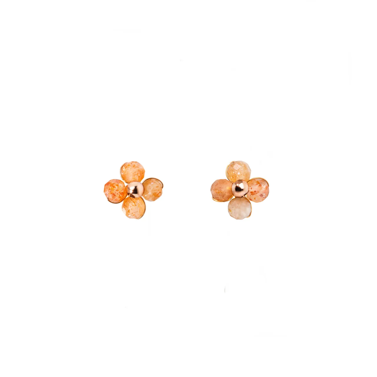 Golden sunstone Four Leaf Clover Earrings, gemstones